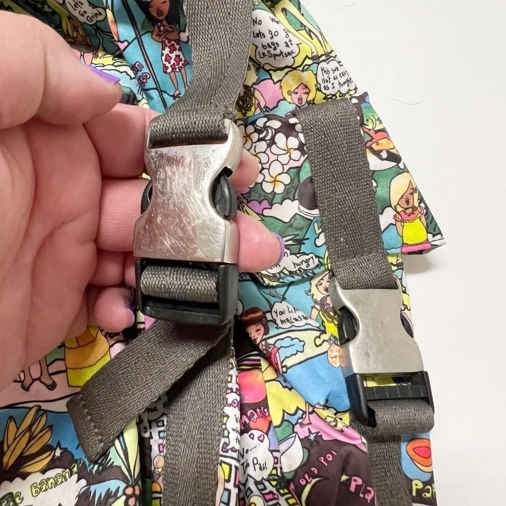 LeSportSac Vintage 90s Y2K RARE Amy Davis Hawaii Island Print Nylon Backpack